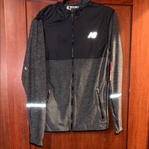 New Balance Men's Hooded Zip Jacket in Charcoal and Black